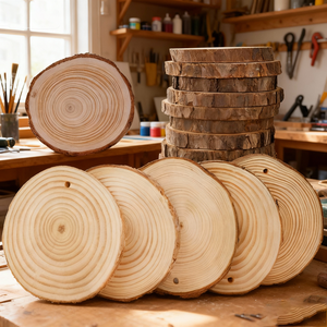 Tranches de bois de haute qualité en gros, non finies, naturelles, personnalisées, épaisses et rondes pour les arts DIY, les dessous-de-verre - Product Image 5