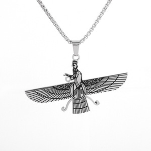 MoyaMiya Farvahar aile Ahura Mazda zoroastrien persan Iran symboles bijoux en acier inoxydable hommes - Product Image 5
