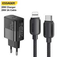 Accessoires de Téléphone Portable ESSAGER, Chargeur Rapide PD 30W 20W Type-C + Câble de Données de Charge USB-C vers USB-C