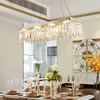 Lustre moderne en cristal pour salle à manger, lustre rectangulaire en cristal K9 en forme de goutte de pluie pour salon, îlot de cuisine