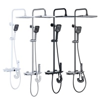 Robinet de salle de bain intelligent en laiton chromé argenté, piano à affichage numérique, mitigeur de douche, système de pluie, colonne de jet