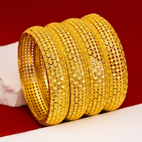 Bracelets plaqués or 24 carats très demandés pour mariages de mariées de Dubaï, indiennes et nigérianes, accessoires de bracelet en or sablé, vente en gros