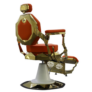 Chaise de salon en cuir synthétique <span class=keywords><strong>orange</strong></span> au design créatif avec or pour salons de coiffure et spas - Product Image 3