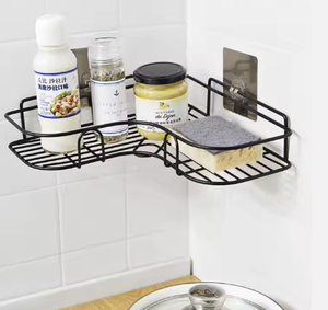 Gran oferta de estante de almacenamiento de maquillaje para colgar en la pared del baño, estante de almacenamiento de especias montado en la pared de la cocina con pegatina adhesiva - Product Image 4