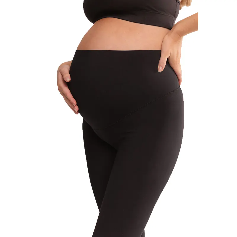 Huachen Hot Sale Over The Belly Yoga Pregnant Women Maternity Plus Size Seamless Pregnancy Pants Workout Leggings For Women