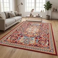 Maschinell Bedruckter Nylon-Teppich Großer Wohnzimmer-Teppich mit Blumenmuster Roter Teppich Hohe Qualität Großhandelspreis