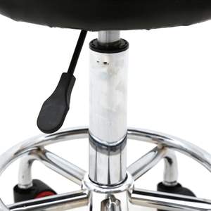 Db Adjustable <b>Salon</b> Stool Round Black Synthetic Leather With Back For <b>Salons</b> Contemporary Design - Product Image 4