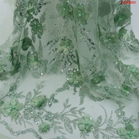 Tissu en tulle brodé de fleurs 3D avec paillettes et guipure pour robe de 15 ans et adulte