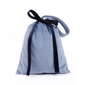 Wholesale Soft Pink Thickened Eco-Friendly <b>Drawstring</b> Velvet Storage Bag Bowknot Glasses Gift Custom Logo - Product Image 3