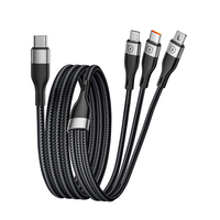 Cable de Carga Múltiple 3 en 1, Cable de Carga Universal USB C con Puerto Tipo-C/Micro e IP para Teléfonos Celulares