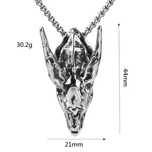 สร้อยคอจี้หัวมังกรสแตนเลส สไตล์พังก์ ยูนิเซ็กส์ รูปทรงสัตว์ 3 มิติ ดีไซน์เรขาคณิต แฟชั่นเครื่องประดับแบบอสมมาตร - Product Image 5