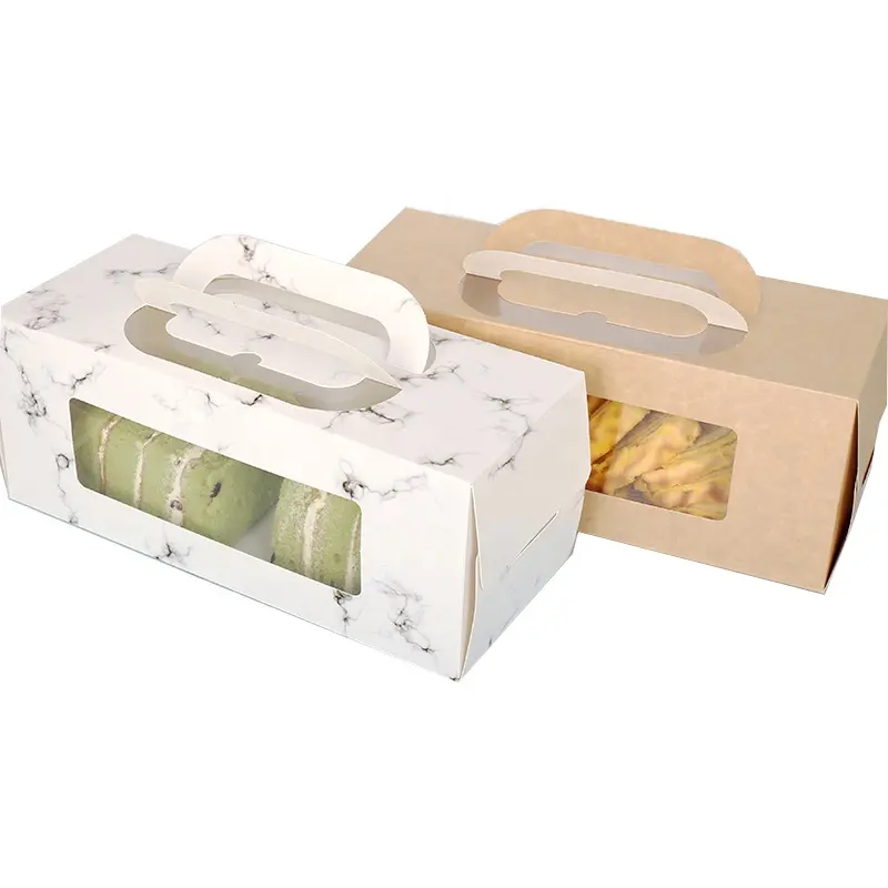 ハンドルと窓付きのカラフルな印刷ケーキボックスチーズケーキボックスペストリーボックス