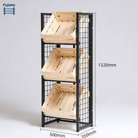 4-Tier metalen en houten displaystandaard, lange vloerstaande kruidenier met verstelbaar, zwaar retailrek voor thuis, keuken