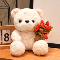 Groothandel Pluche Rozen Teddybeer Valentijnsdag Cadeau Op Maat Gemaakt Bloemen Knuffelbeer met Rozen OEM Speelgoed