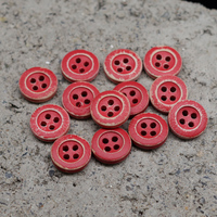 10mm Vintage bulat 4-lubang putih biru hitam merah kancing kayu untuk kemeja Dan sweater kustom tombol jahit kayu