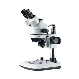 Mikroskop Stereo Trinokular 7x 45x, Mikroskop Inspeksi, Lampu Pencahayaan Otomatis Elektronik, Penyangga Dasar