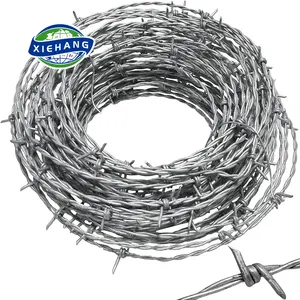 Longitud de alambre de púas por rollo espiga espiral de hierro 250m valla usa 12 cercas galvanizadas 2,5mm malla de borde afilado antioxidante