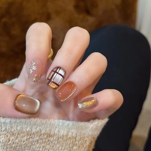 TSZS En gros <span class=keywords><strong>Faux</strong></span> ongles à presser en acrylique faits main, 10 pièces, courts, ronds, carrés, nude, effet œil de chat, nœud 3D, artisanaux - Product Image 4