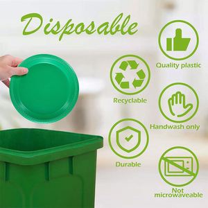 Assiettes en plastique PS écologiques, faciles à nettoyer, réutilisables, pour aliments, fruits, desserts, dîners - Product Image 3