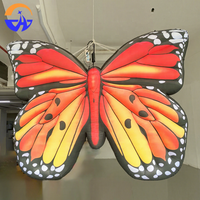 Costume gonflable publicitaire personnalisé en Oxford, modèle papillon avec lumières LED, facile à installer pour les défilés, propulsé par l'effort humain