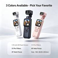 Cámara de Acción de Bolsillo 4K con Estabilizador de Gimbal Portátil, 64MP 330 °   Grabadora de Vlogs con Pantalla Táctil Ultra HD de 1.72 Pulgadas, 31 Filtros y Seguimiento Facial