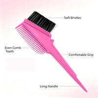 Brosse à teinture pour cheveux 2 en 1, peigne applicateur de teinture en plastique, manche long, poils doux, outil de coloration pour salon de coiffure, bricolage