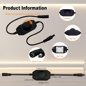Câble DC enfichable ESANN 6A 12V noir, cathode commune, interrupteur à bouton manuel pour variateur de lumière néon <span class=keywords><strong>LED</strong></span> en ligne, contrôleur de bande <span class=keywords><strong>LED</strong></span> 72W - Product Image 3