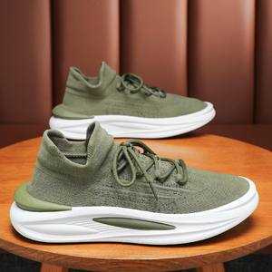 Nouvelles chaussures de course décontractées pour hommes en cuir de vachette véritable respirant en maille à semelle épaisse pour l'hiver - Product Image 1