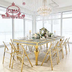 Exquisita Mesa Rectangular Moderna para Recepción de Bodas, con Cubierta de Vidrio Transparente y Decoración de Cristal, para Uso en Hoteles, Comedores y Exteriores - Product Image 5