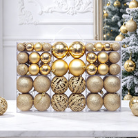 Lot de 100 Boules de Noël Classiques Suspendues Incassables, Ornements de Noël Multitailles Brillants et Creux en Filigrane, Boîte Cadeau