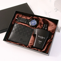 Set Hadiah Bisnis Mewah Parfum, Jam Tangan & Dompet Bahan Polyurethane Buatan Cina untuk Hadiah Natal untuk Ayah