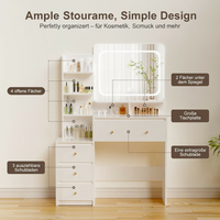 Miroir de maquillage en bois personnalisé, table de toilette moderne pour chambre à coucher, vente en gros, MOQ 100
