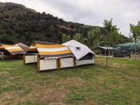 Tente de camping automatique gonflable de luxe, style cabane, 8+8 m², design extensible, idéale pour le camping familial, le camping en plein air
