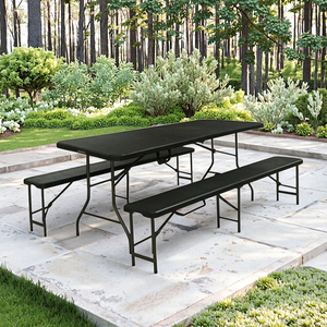 <span class=keywords><strong>Table</strong></span> <span class=keywords><strong>pliante</strong></span> en plastique <span class=keywords><strong>noire</strong></span> de 6 pieds, portable, rectangulaire, personnalisée, pour jardin, cour, hôpital, banquet, mariage, vente en gros à bas prix - Product Image 1