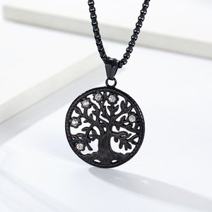 Celtic <b>Tree</b> Of Life Necklace Tibetan Silver Round Pendant With <b>Crystal</b> Inlay For Gift - Product Image 4