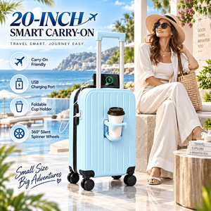 Valise intelligente à roulettes de 20 pouces en ABS rigide avec port de chargement USB, roues pivotantes à 360 degrés et serrure TSA – Stock US - Product Image 1