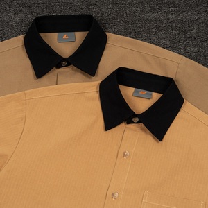 Camisas Cargo de Moda Masculina, Estilo Urbano, con Botones, Color Marrón, Holgadas, a Cuadros, 100% Algodón, Personalizadas, con Bloques de Color, Camisa de Manga Corta de Algodón para Hombre - Product Image 3