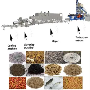 Sunward Jinan small animal Floating fish feed pellet making extruder machine prices fish feed extruder manufacturing machine suppliers