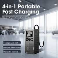 XM1001 ABS Démarreur de voiture portable multifonction 4-en-1 avec gonfleur de pneus numérique