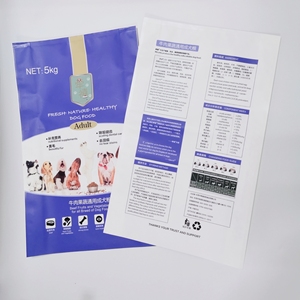 Sacs personnalisés imprimés de 5 kg pour aliments pour chiens adultes, sachets à fond plat à quatre soudures pour croquettes sèches de bœuf, fruits et légumes pour chiens - Product Image 2