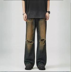 ผู้จัดจำหน่ายแบรนด์ต่างประเทศ --- กางเกงยีนส์ทรงตรงแบบขาดสไตล์ย้อนยุคยุโรปและอเมริกา - Product Image 2