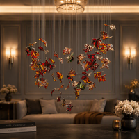 Lustres de Foyer de Feuille en Céramique LED de Luxe Modernes Contemporains Grandes Lampes Suspendues de Plafond de Table d'Intérieur