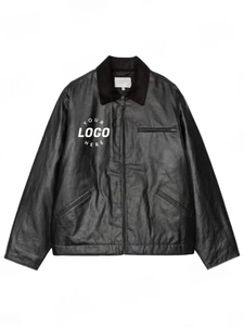 Veste <span class=keywords><strong>Dean</strong></span> OEM en coton enduit, style rétro américain Carter, en cuir PU, vêtement de travail avec texture vieillie et délavée, pour homme, idéal pour les trajets quotidiens. - Product Image 1
