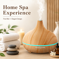 Diffuseur d'huiles essentielles ultrasonique à effet bois, humidificateur à brume froide avec lumière LED et minuterie pour chambre, bureau, spa, diffuseur d'arômes
