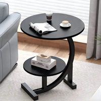 Table d'appoint moderne en métal à double couche, légère et peu encombrante pour salon, chambre, villa, hôtel
