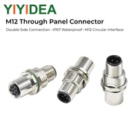Connecteur circulaire multipolaire M12 étanche IP67/IP68 pour montage sur panneau, mâle/femelle, plaqué or, industriel