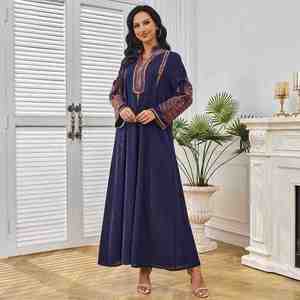 Nouvelle Abaya élégante et imposante pour femmes saoudiennes, en lin imprimé, style ouvert, longueur ras du sol, vente en gros, collection 2026 - Product Image 2