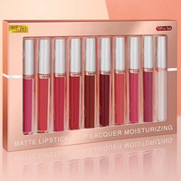 Paket Lipstik Cair Grosir 10pcs, Lip Gloss Matte Berpigmen Tinggi, Tahan Air, dan Melembapkan