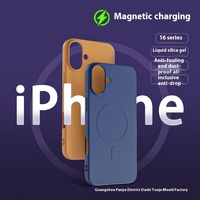Housse de protection anti-chute tout compris pour iPhone 16 Pro Étui à succion magnétique en silicone liquide avec poignée de téléphone incluse