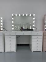 Coiffeuse moderne avec miroir lumineux, commode de maquillage pour chambre à coucher, miroirs LED, tiroirs et étagères